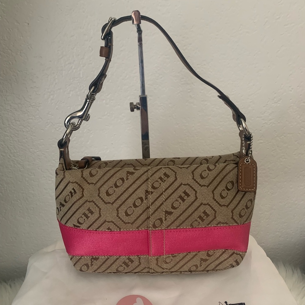 RARE Coach Signature Brown and Pink Women's Mini Bag